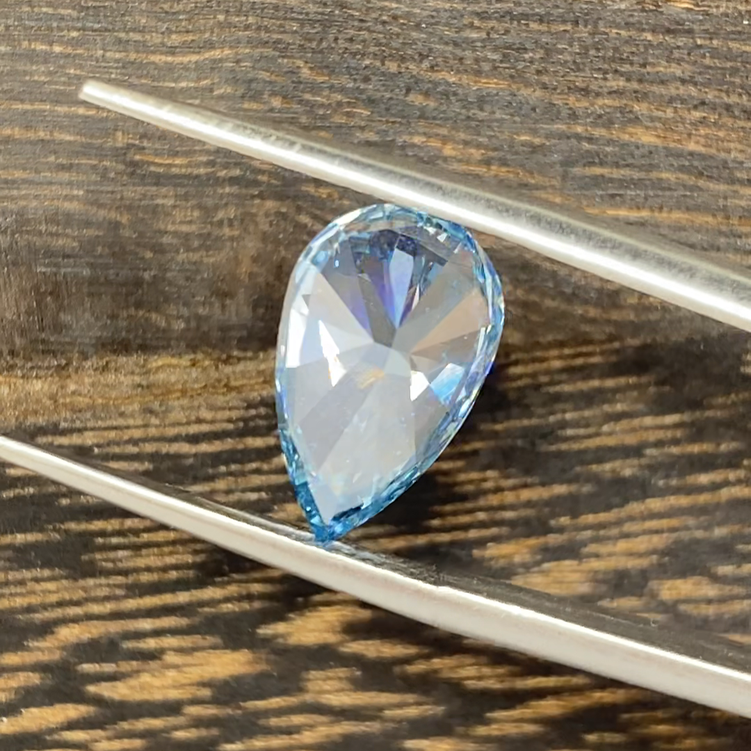 3.381 Ct Pear Cut Fancy Blue Lab Diamond VS