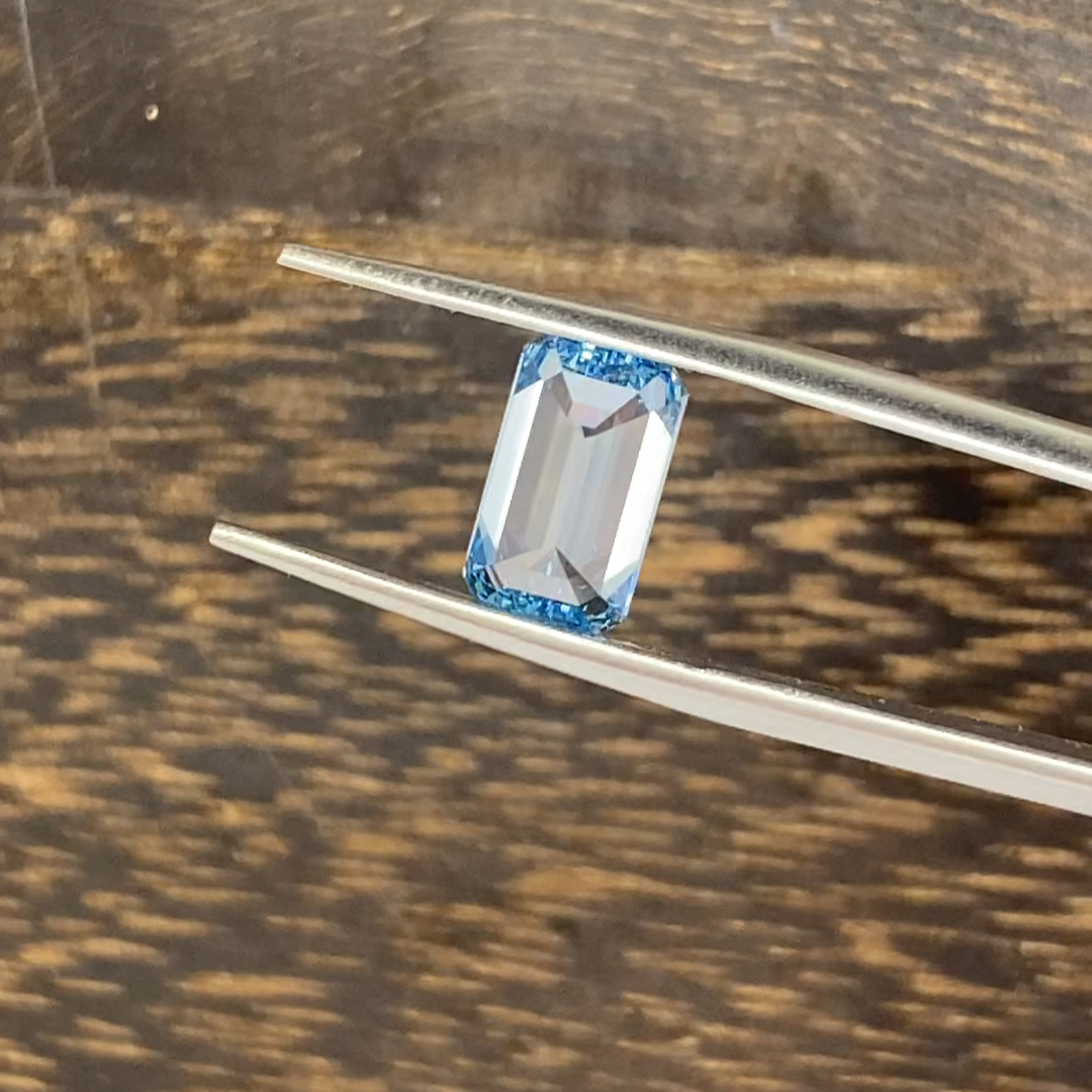 2.148 Ct Emerald Cut Fancy Blue Lab Diamond VS