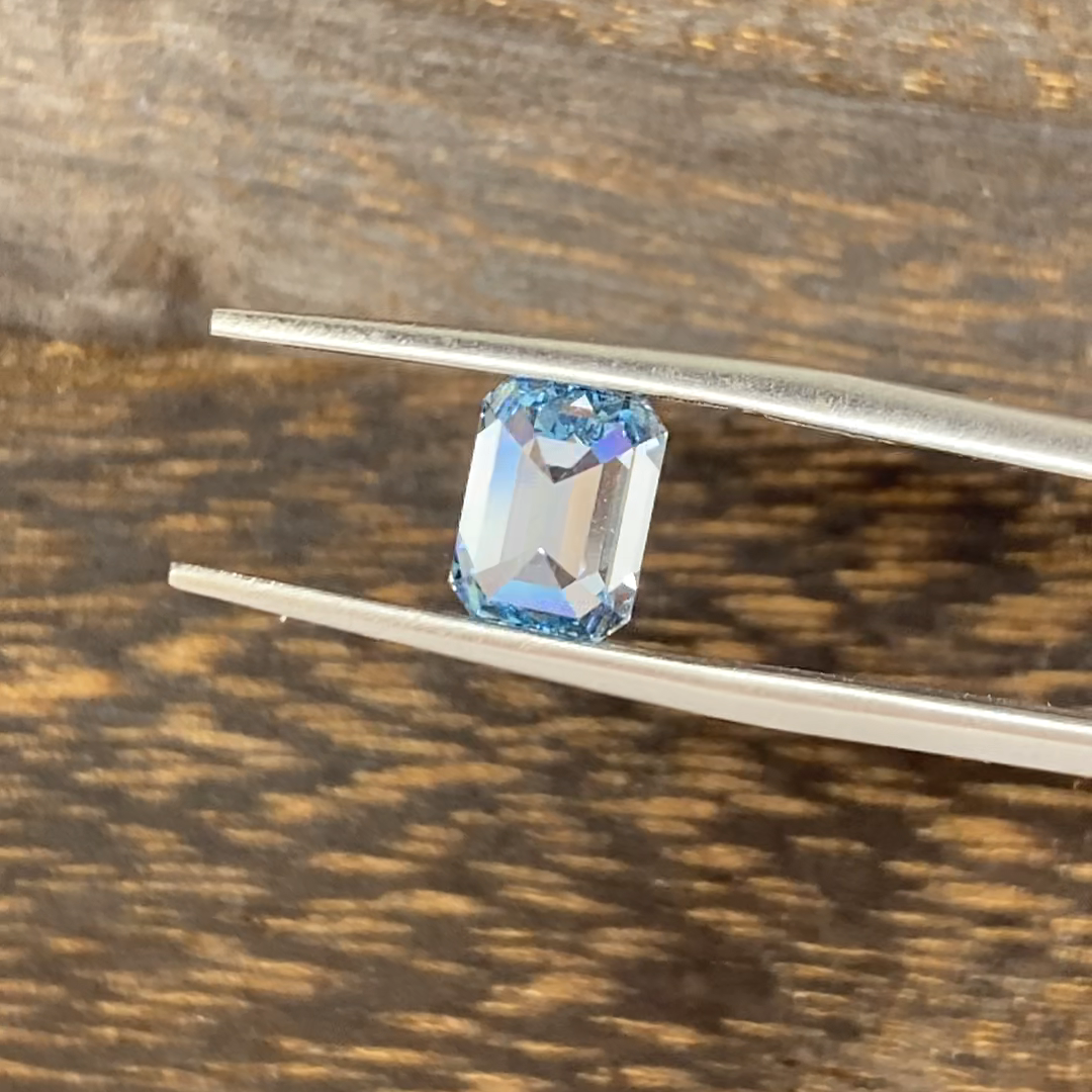 1.889 Ct Emerald Cut Fancy Blue Lab Diamond VS