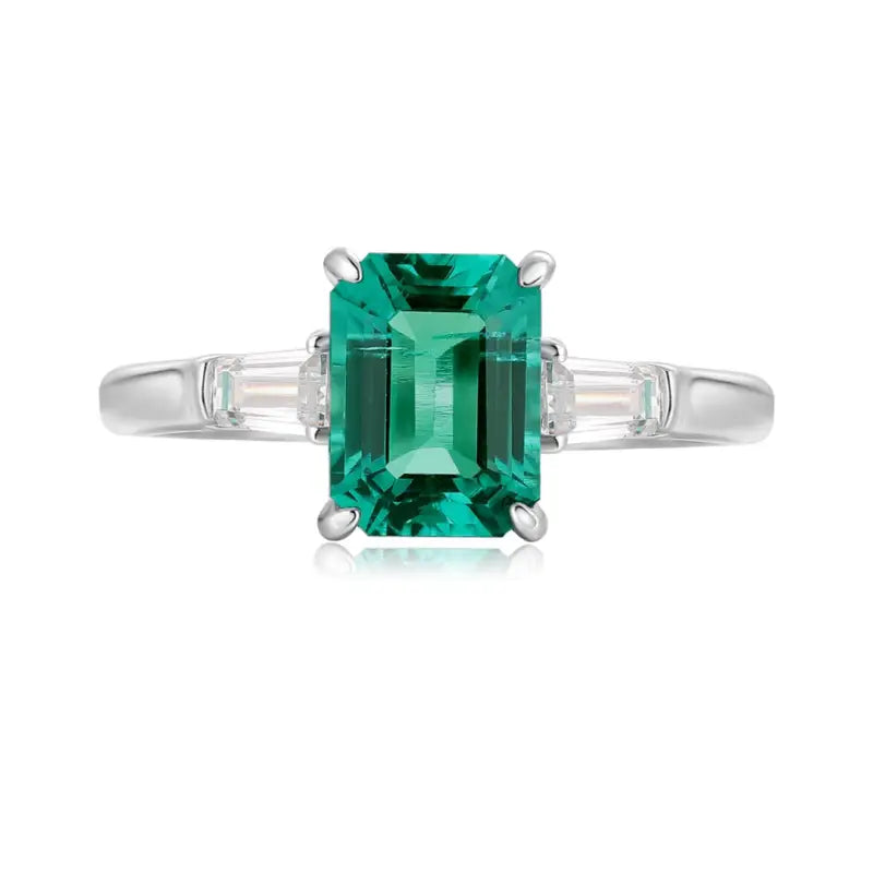 1.4 Ct Emerald Three-Stone Engagement Ring - Engagement Ring