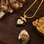 Load image into Gallery viewer, Triple Heart Black Agate Necklace
