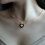 Load image into Gallery viewer, Triple Heart Black Agate Necklace
