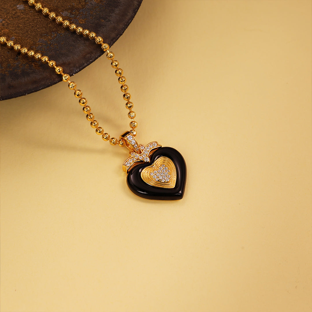 Triple Heart Black Agate Necklace