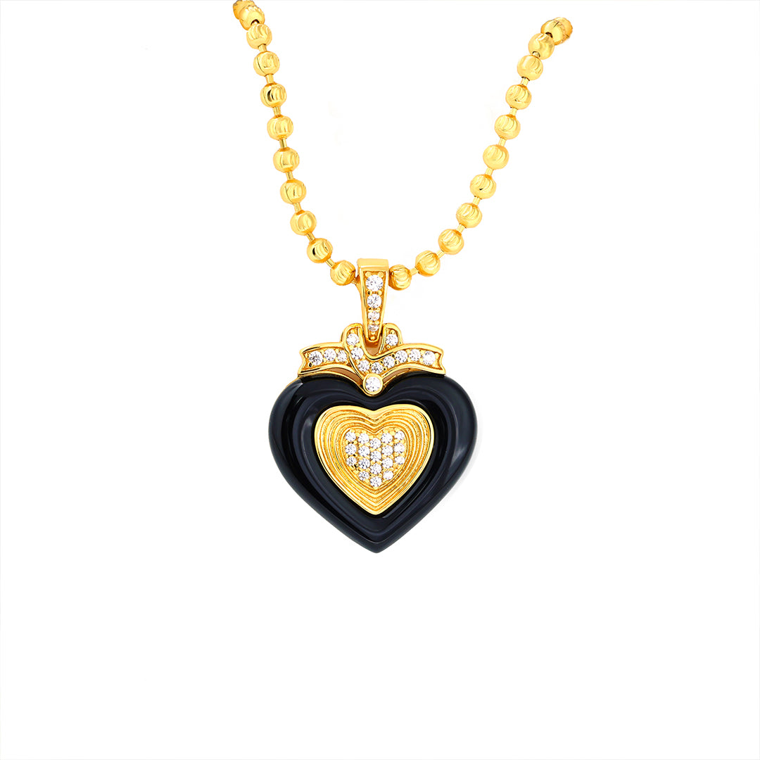 Triple Heart Black Agate Necklace