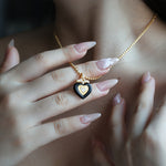 Load image into Gallery viewer, Triple Heart Black Agate Necklace
