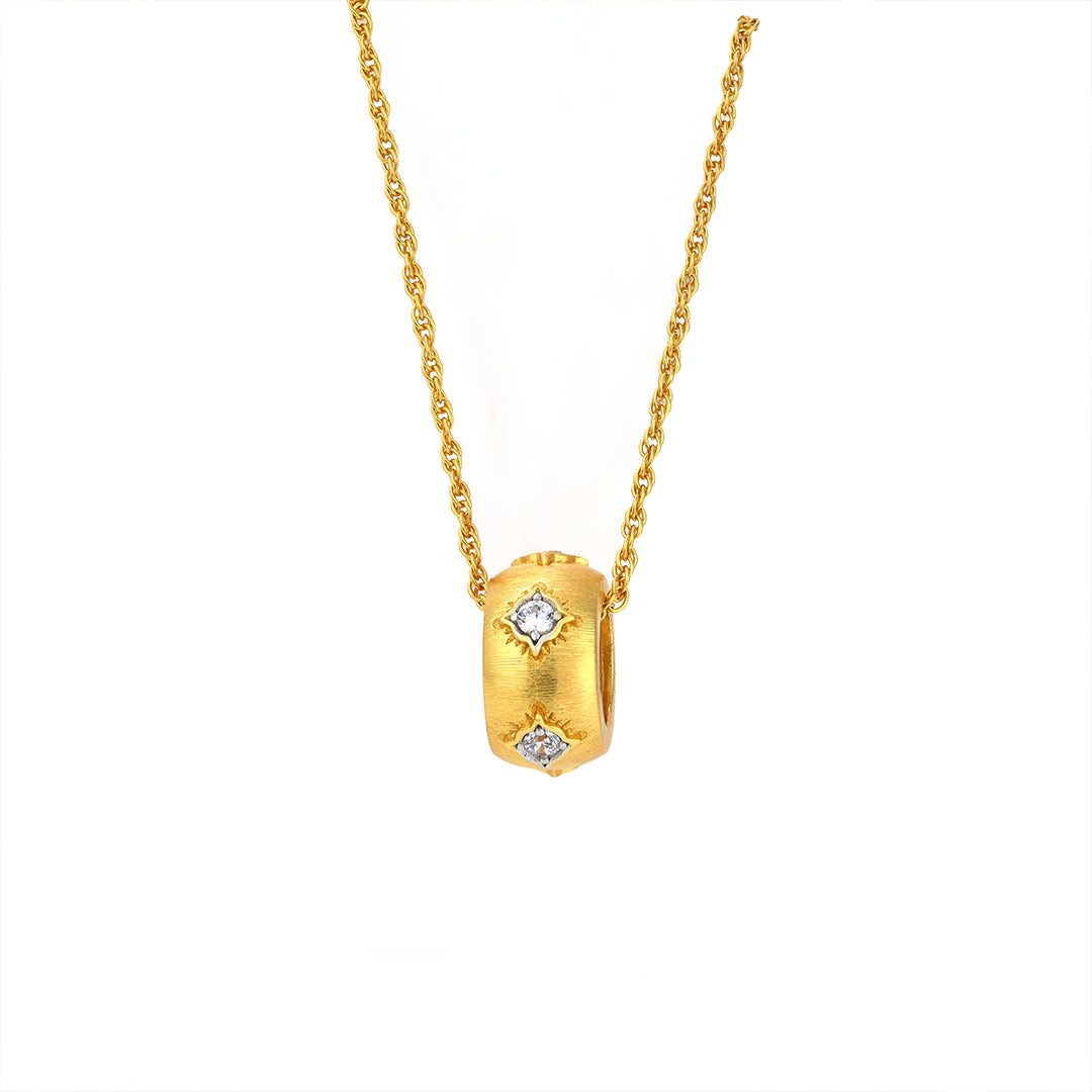 Gold Brushed CZ Necklace