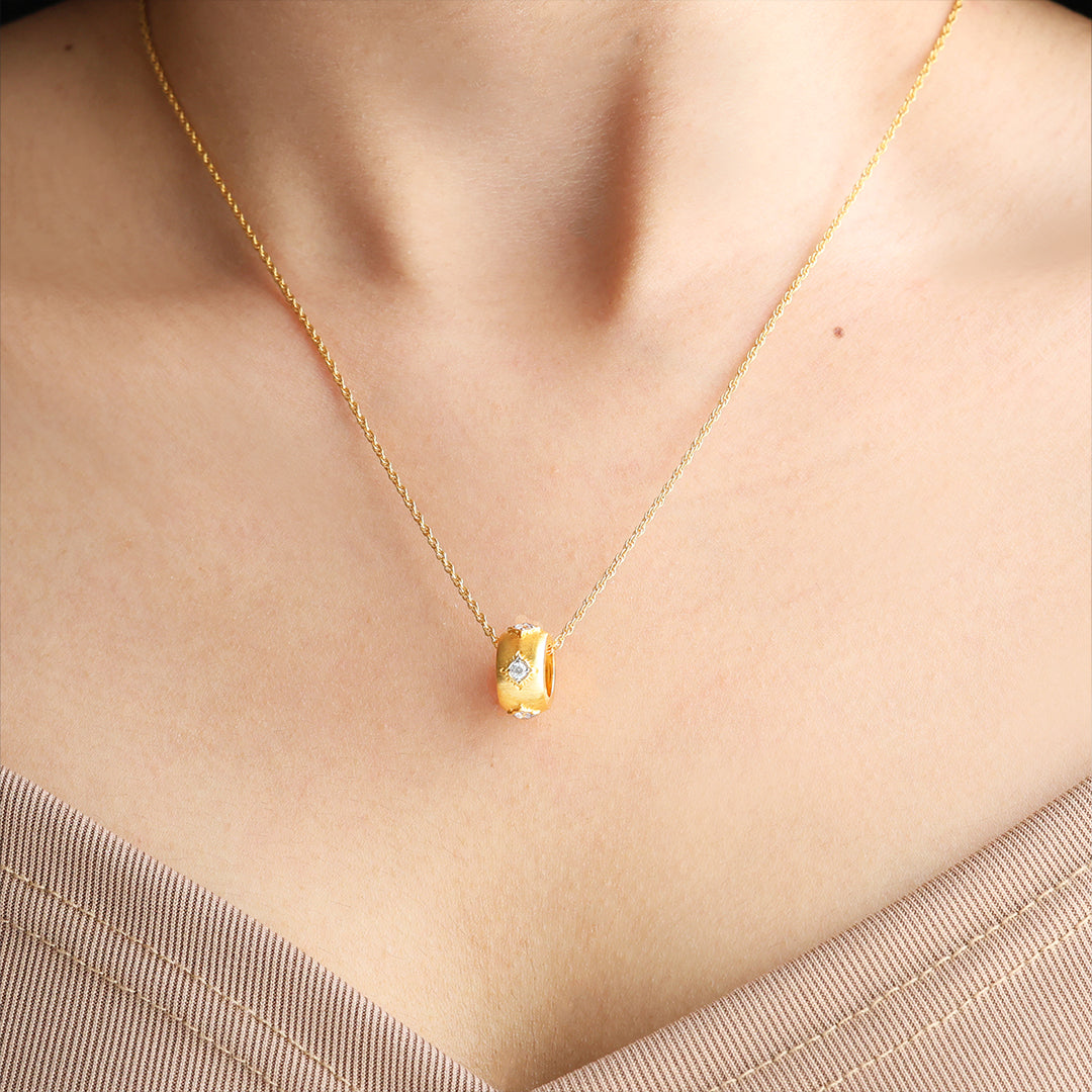 Gold Brushed CZ Necklace