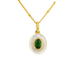 Load image into Gallery viewer, Oval Diopside &amp; Nacre Pendant Necklace
