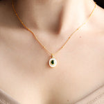 Load image into Gallery viewer, Oval Diopside &amp; Nacre Pendant Necklace
