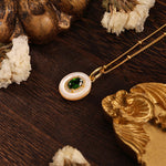 Load image into Gallery viewer, Oval Diopside &amp; Nacre Pendant Necklace
