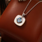 Load image into Gallery viewer, Cushion Blue Topaz &amp; Nacre Pendant Necklace
