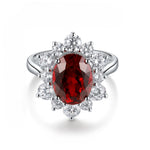 Load image into Gallery viewer, 1 Ct Oval Cut Lab Ruby Cluster Engagement Ring
