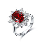 Load image into Gallery viewer, 1 Ct Oval Cut Lab Ruby Cluster Engagement Ring
