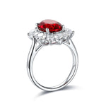 Load image into Gallery viewer, 1 Ct Oval Cut Lab Ruby Cluster Engagement Ring
