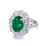 Load image into Gallery viewer, 4 Ct Oval Cut Lab Emerald Cluster Engagement Ring
