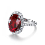 Load image into Gallery viewer, 8.5 Ct Oval Cut Lab Ruby Halo Engagement Ring
