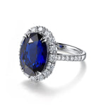 Load image into Gallery viewer, 8.5 Ct Oval Cut Lab Blue Sapphire Halo Engagement Ring
