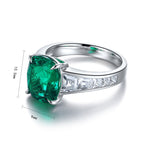 Load image into Gallery viewer, 3.5 Ct Cushion Shape Lab Emerald Four Prongs Graduating Pave Engagement Ring
