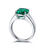 Load image into Gallery viewer, 3.5 Ct Cushion Shape Lab Emerald Four Prongs Graduating Pave Engagement Ring
