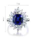 Load image into Gallery viewer, 4 Ct Cushion Cut Lab Blue Sapphire Pear Cluster Engagement Ring
