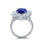 Load image into Gallery viewer, 4 Ct Cushion Cut Lab Blue Sapphire Pear Cluster Engagement Ring
