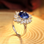 Load image into Gallery viewer, 4 Ct Cushion Cut Lab Blue Sapphire Pear Cluster Engagement Ring
