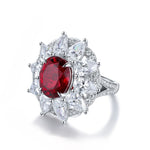 Load image into Gallery viewer, 6.5 Ct Oval Cut Lab Ruby Art Deco Inspired Engagement Ring
