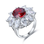 Load image into Gallery viewer, 6.5 Ct Oval Cut Lab Ruby Art Deco Inspired Engagement Ring
