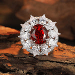 Load image into Gallery viewer, 6.5 Ct Oval Cut Lab Ruby Art Deco Inspired Engagement Ring
