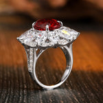 Load image into Gallery viewer, 6.5 Ct Oval Cut Lab Ruby Art Deco Inspired Engagement Ring
