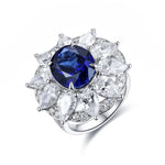 Load image into Gallery viewer, 6.5 Ct Oval Cut Lab Blue Sapphire Art Deco Inspired Engagement Ring
