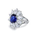 Load image into Gallery viewer, 6.5 Ct Oval Cut Lab Blue Sapphire Art Deco Inspired Engagement Ring
