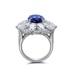 Load image into Gallery viewer, 6.5 Ct Oval Cut Lab Blue Sapphire Art Deco Inspired Engagement Ring
