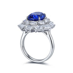 Load image into Gallery viewer, Luxury 5 Ct Oval Lab Blue Sapphire Cluster Engagement Ring
