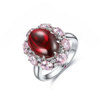 Load image into Gallery viewer, Pink Cluster 7 Ct Oval Shape Lab Ruby Engagement Ring
