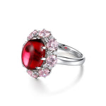 Load image into Gallery viewer, Pink Cluster 7 Ct Oval Shape Lab Ruby Engagement Ring
