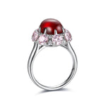 Load image into Gallery viewer, Pink Cluster 7 Ct Oval Shape Lab Ruby Engagement Ring
