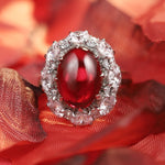 Load image into Gallery viewer, Pink Cluster 7 Ct Oval Shape Lab Ruby Engagement Ring
