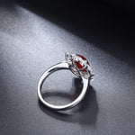 Load image into Gallery viewer, Big Oval Halo 3 Ct Oval Cut Lab Ruby Engagement Ring
