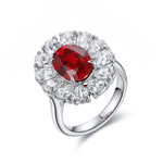 Load image into Gallery viewer, Big Pear Halo 3.5 Ct Oval Cut Lab Ruby Engagement Ring
