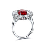 Load image into Gallery viewer, Big Pear Halo 3.5 Ct Oval Cut Lab Ruby Engagement Ring
