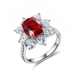 Load image into Gallery viewer, Sunny Heart Halo 4 Ct Lab Ruby Engagement Ring
