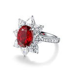 Load image into Gallery viewer, Sunny Heart Halo 4 Ct Lab Ruby Engagement Ring
