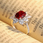 Load image into Gallery viewer, Sunny Heart Halo 4 Ct Lab Ruby Engagement Ring
