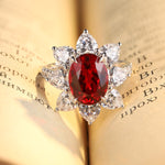 Load image into Gallery viewer, Sunny Heart Halo 4 Ct Lab Ruby Engagement Ring
