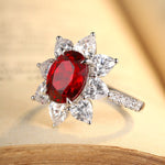 Load image into Gallery viewer, Sunny Heart Halo 4 Ct Lab Ruby Engagement Ring
