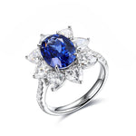 Load image into Gallery viewer, Sunny Heart Halo 4 Ct Lab Blue Sapphire Engagement Ring
