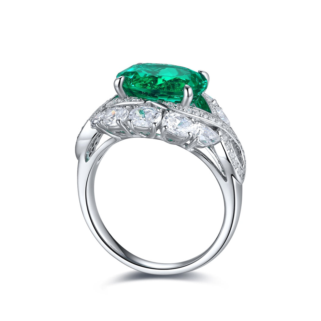 Twist Band 3.5 Ct Lab Emerald Engagement Ring