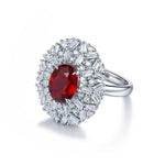 Load image into Gallery viewer, 3.66 Ct Oval Cut Lab Ruby Art Deco Inspired Engagement Ring
