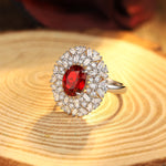 Load image into Gallery viewer, 3.66 Ct Oval Cut Lab Ruby Art Deco Inspired Engagement Ring
